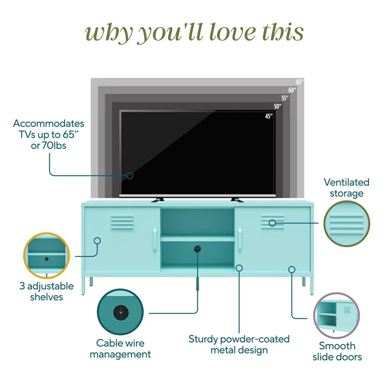 Cache Metal Locker-Style TV Stand for TVs up to 65"