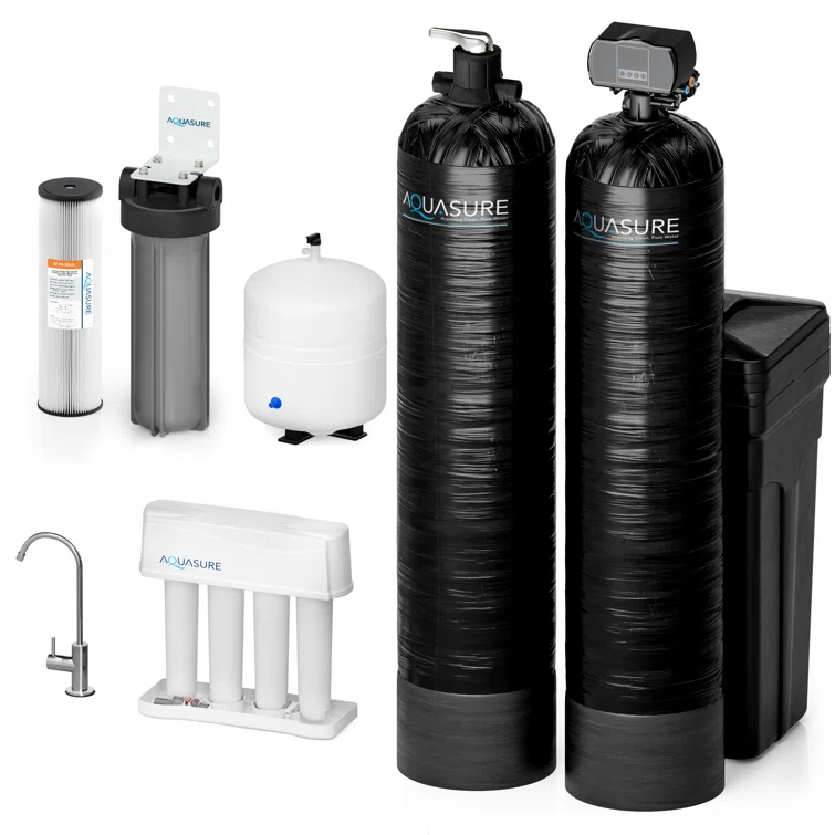 Aquasure Signature Elite 70,000 Grains Whole House Water Treatment System With 75 GPD RO Reverse Osmosis Filtration For 4-6 Bathrooms (AS-SE2000HL)
