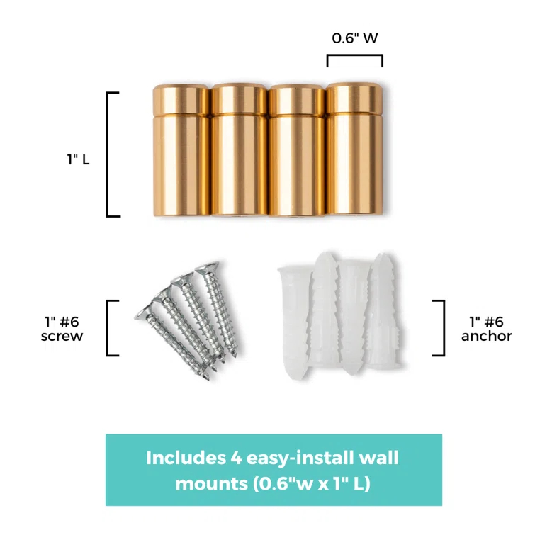 Wexel Art 1-Inch Standard Wall Mounts Grade Acrylic Floating Frames, Silver (Pack Of 4)