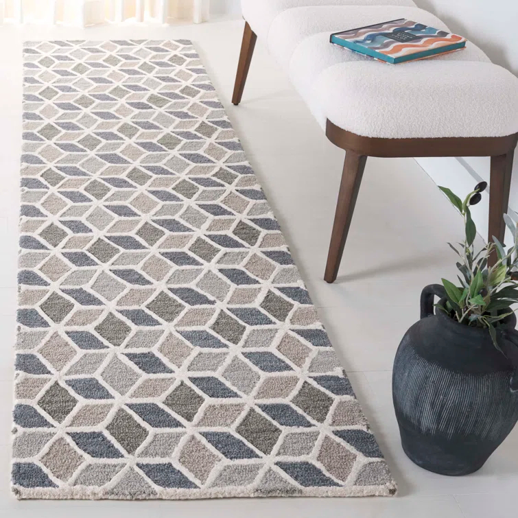 Ebony Hand Tufted 80% Wool And 20% Cotton Geometric Rug