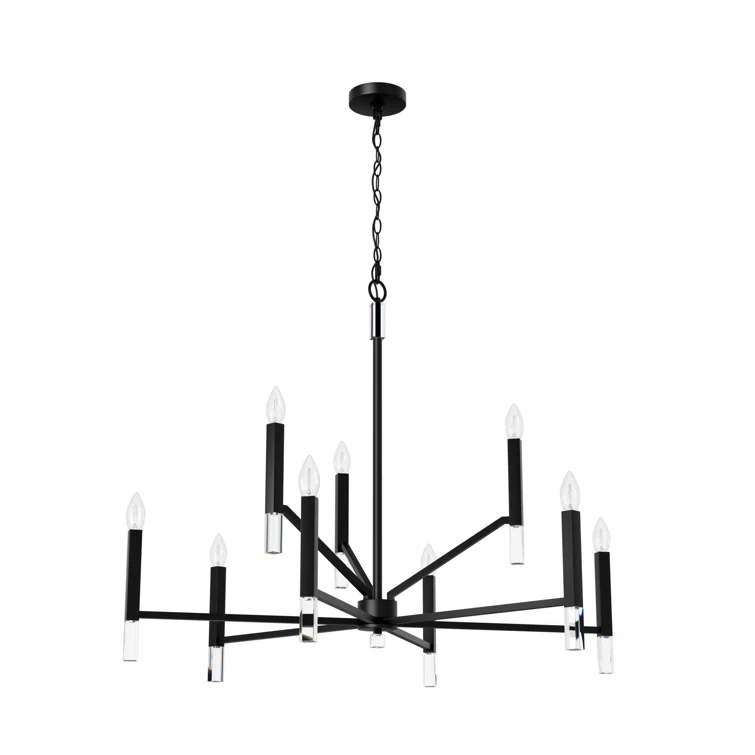 Sunjai 9 Light 2-Tier Sputnik Modern Linear Chandelier