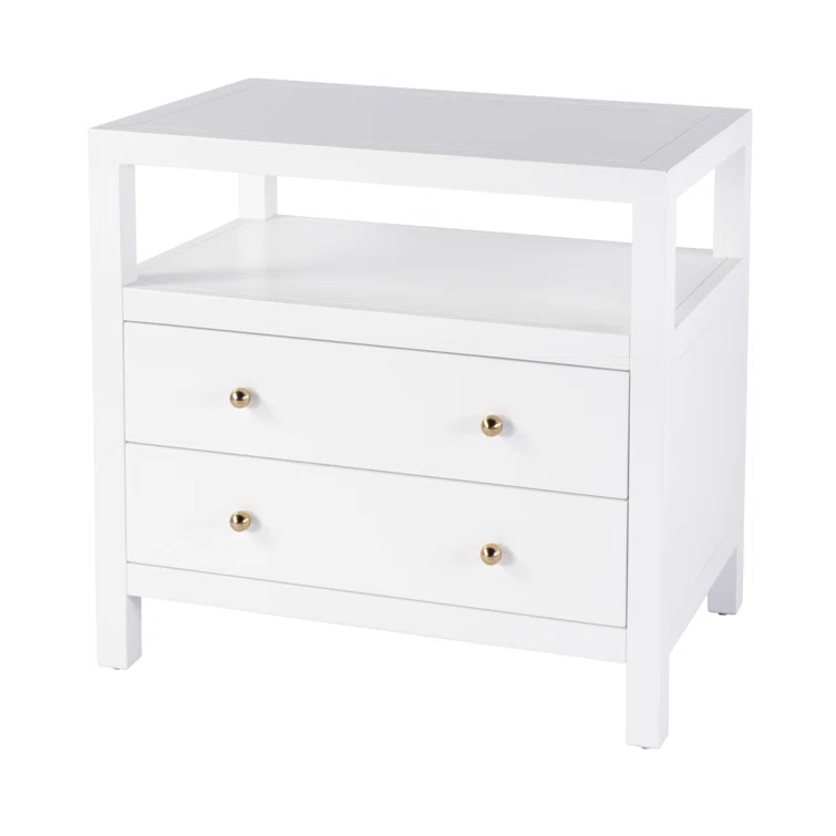 Butler Specialty Company Nora 2-Drawer Wood Wide Nightstand - Smooth White