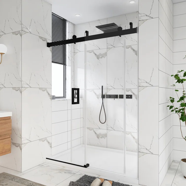 72'' - W x 76'' H Door Frameless Shower Door with Clear Glass