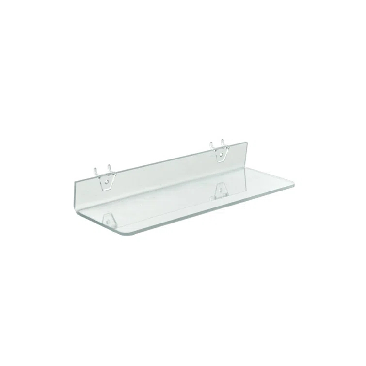 Clear Acrylic Shelf for Pegboard & Slatwall 16" x 4" x 2", 4-Pack