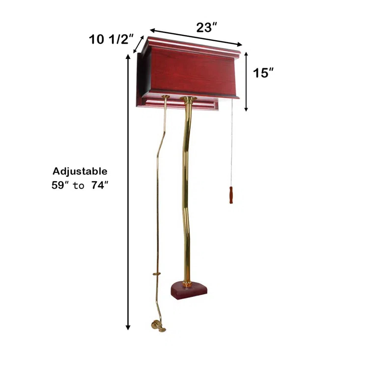 The Renovators Supply High Tank Pull Chain Toilet Conversion Kit Cherry Wooden (Seat Not Included)