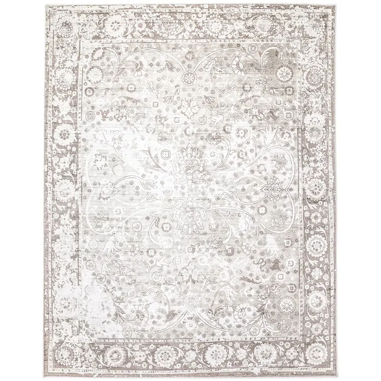 Wellington Hand Knotted Silk Oriental Area Rug in Mist