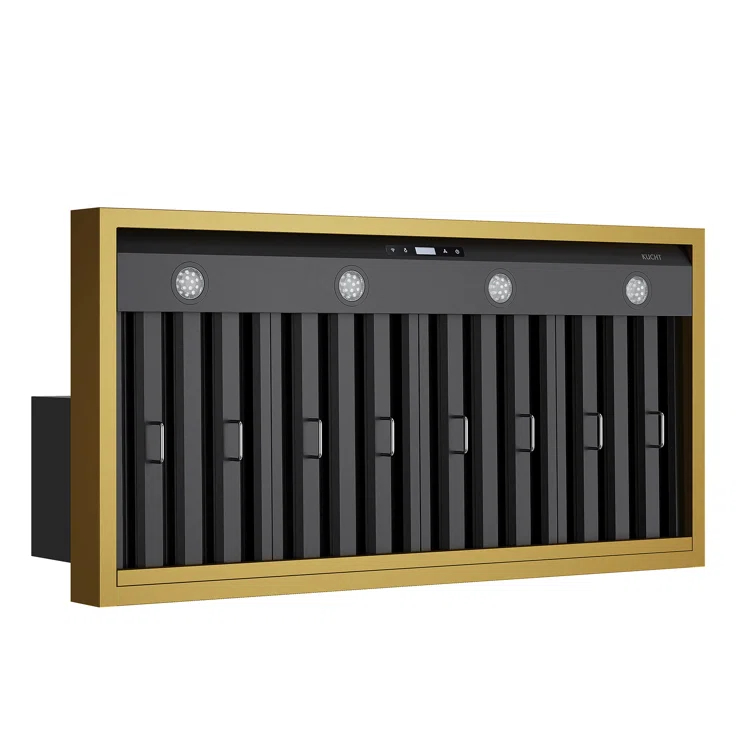 48 in. 800 CFM Wall Mounted Range Hood with Gold Accents