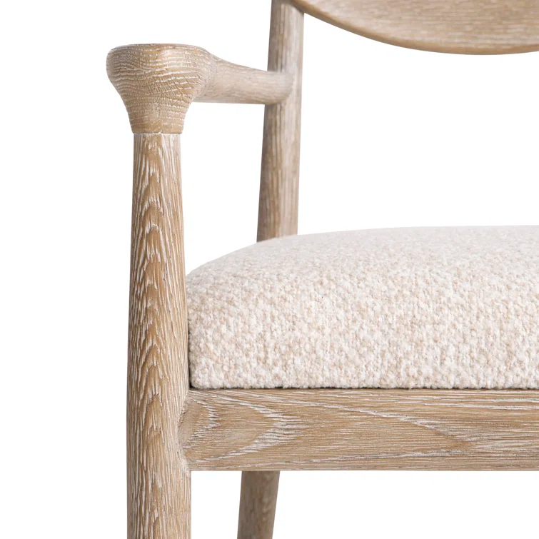 Marcona Finish Handcrafted Wood Arm Chair with Upholstered Seat