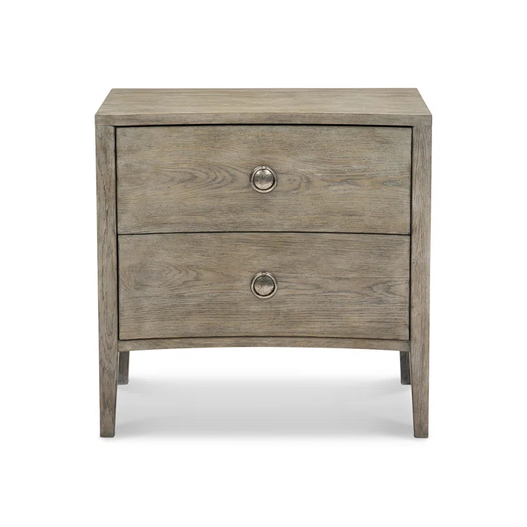 Gray Transitional 2 Drawer Nightstand with USB Ports