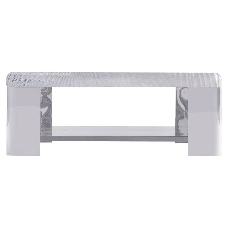 Silver Square Metal and Acrylic Transitional Cocktail Table