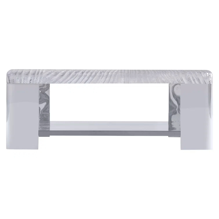 Silver Square Metal and Acrylic Transitional Cocktail Table