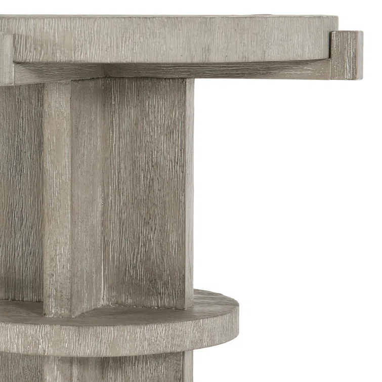 Light Shale Round Wooden Transitional End Table