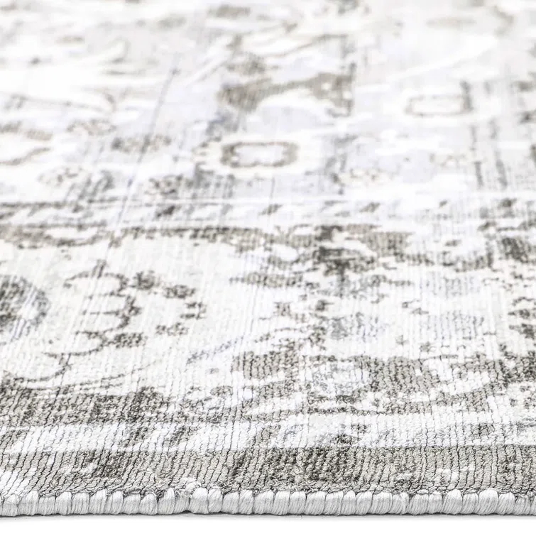 Shadow Grey Hand-Knotted Floral Motif Area Rug 8' x 10'