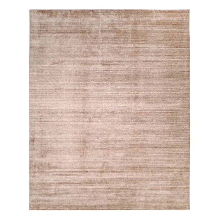 Solo Harbor Hand-Knotted Caramel Stripe Wool-Viscose 9' x 12' Area Rug