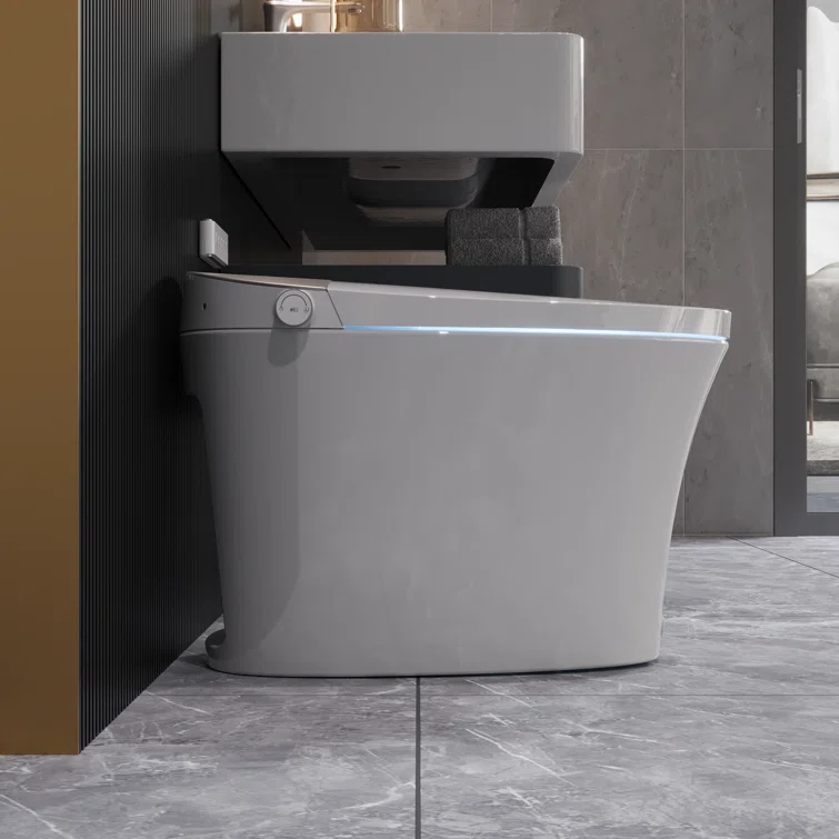 DeerValley DV-1S0150-V3 Smart Bidet Toilet Elongated, Auto Open/Close Lid, Seat Heat, Foot Kick & Blackout Flush, Premium