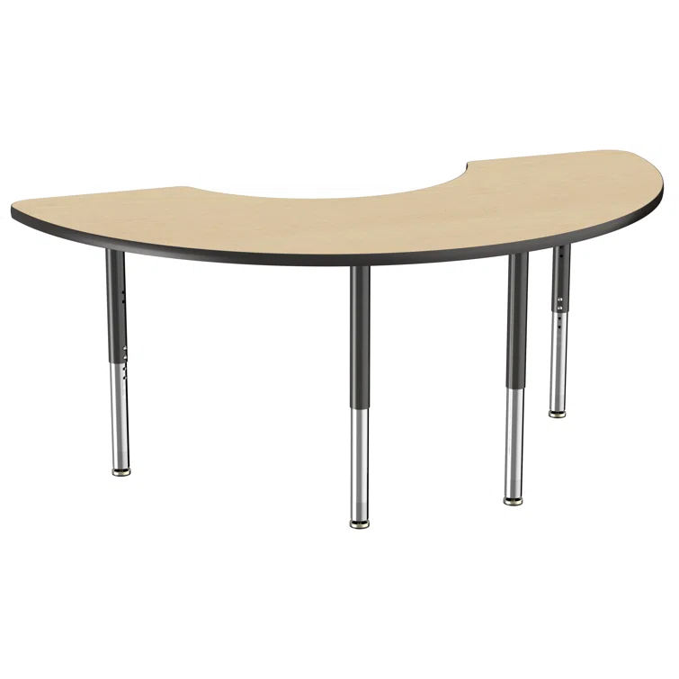 36" x 72" Half Moon T-Mold Activity Table with Adjustable Legs