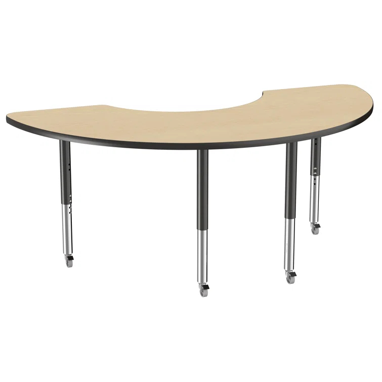 36" x 72" Half Moon T-Mold Activity Table with Adjustable Legs