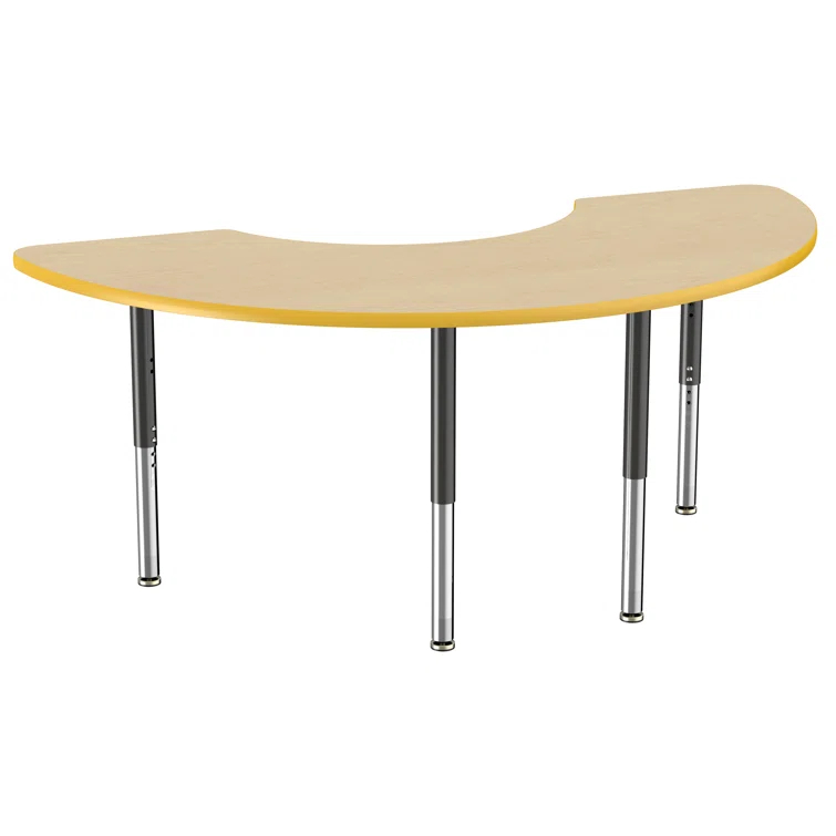 36" x 72" Half Moon T-Mold Activity Table with Adjustable Legs