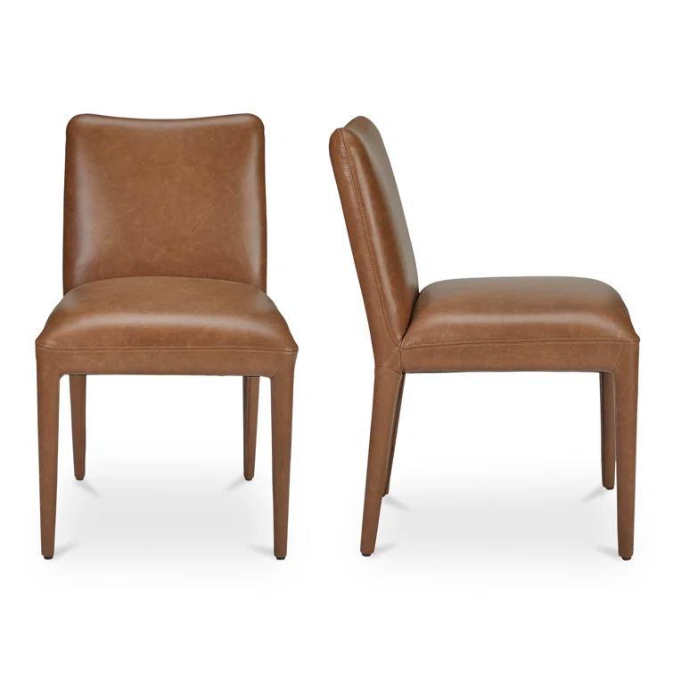 Brown High Back Upholstered Leather Dining Chair
