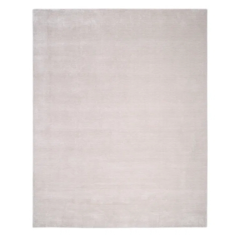 Mist Grey Hand-Knotted Wool and Viscose 9' x 12' Rug