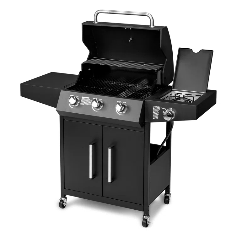 3 Burner Propane Gas Grill With Side Burner