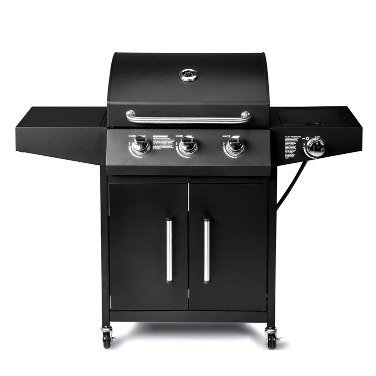 3 Burner Propane Gas Grill With Side Burner