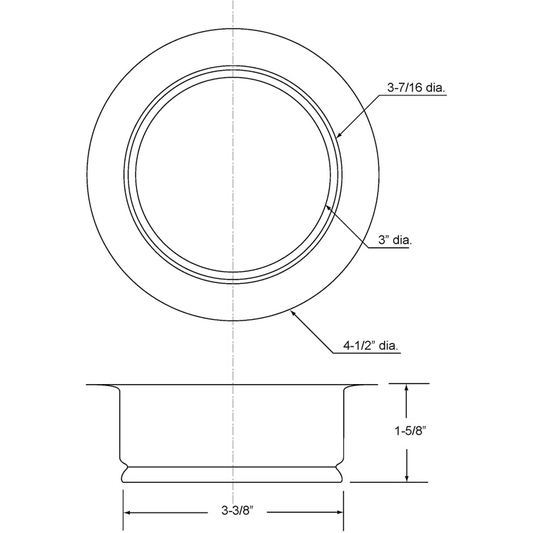 4-1/4" Standard Kitchen Sink Waste Disposal Flange