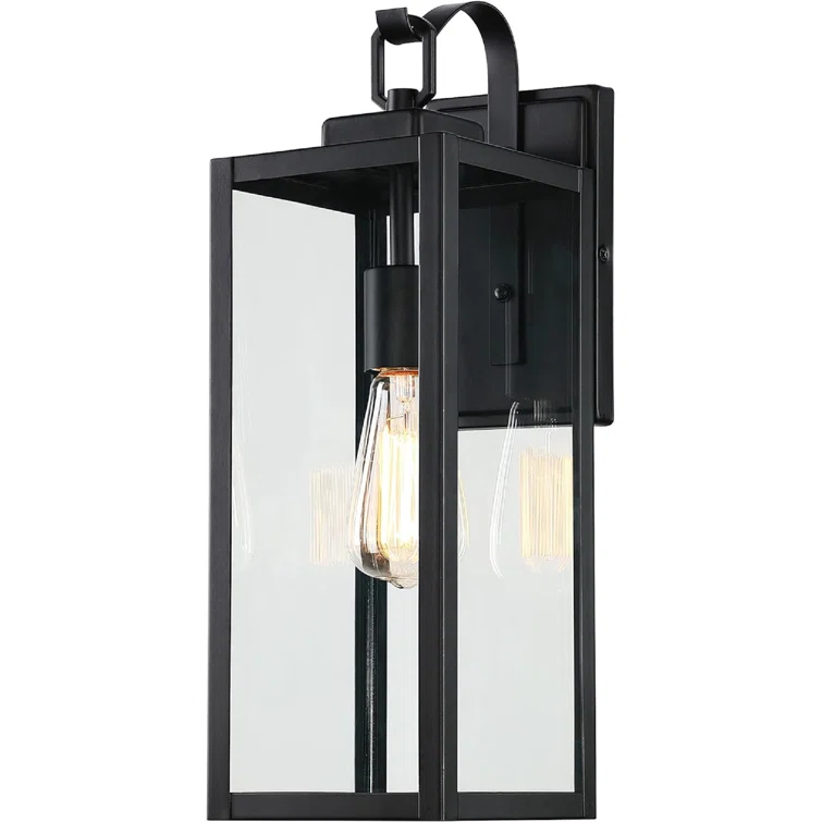 Large Size Outdoor Wall Lights, 18 Inch Oversized Matte Black Exterior Light Fixture With Clear Glass, Waterproof Front Porch Lighting, Modern Sconces Lantern For House, Garage, ETL Listed