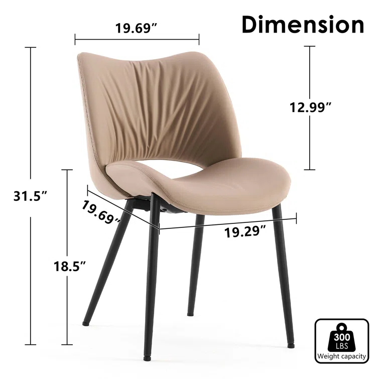 Mackensie Upholstered Dining Chairs Faux Leather Kitchen Chairs with Metal Legs (Set of 2)