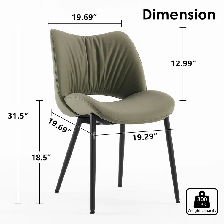 Mackensie Upholstered Dining Chairs Faux Leather Kitchen Chairs with Metal Legs