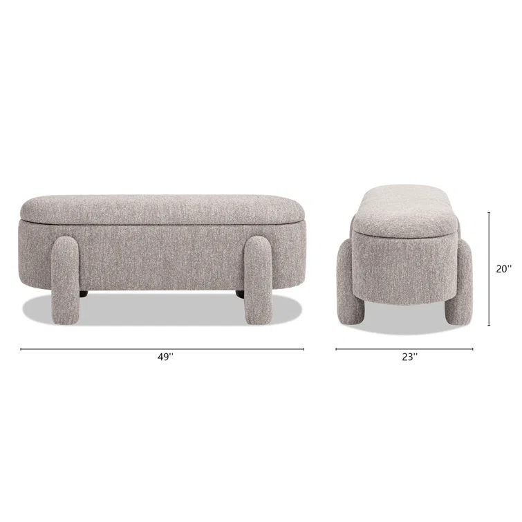 Ailisha 49" Oval Fully Upholstered Storage Bench, Moss Green