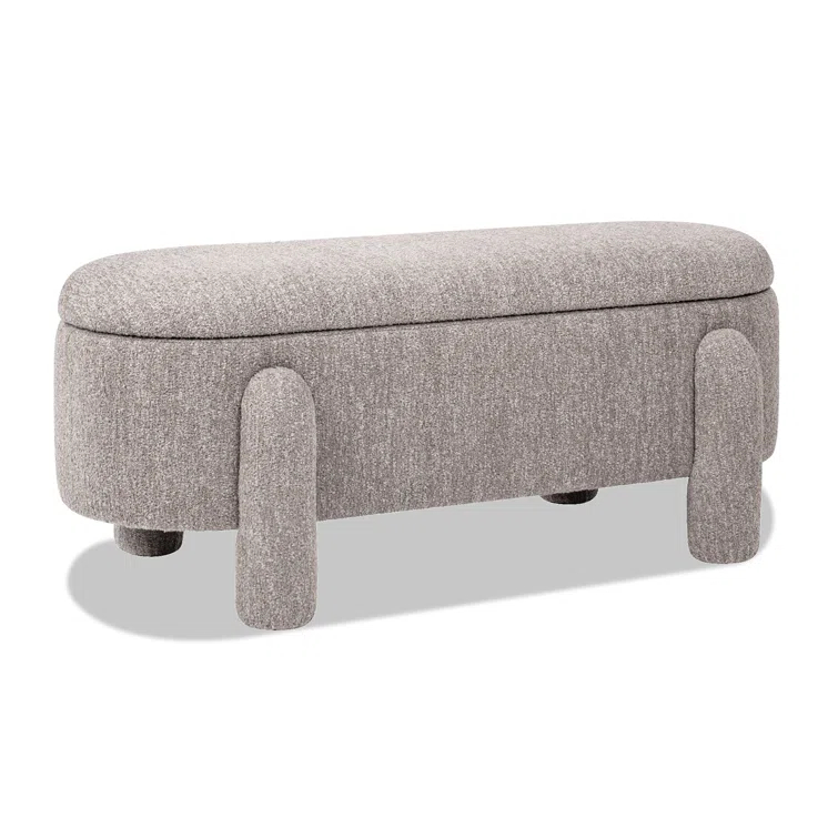 Ailisha 49" Oval Fully Upholstered Storage Bench, Moss Green