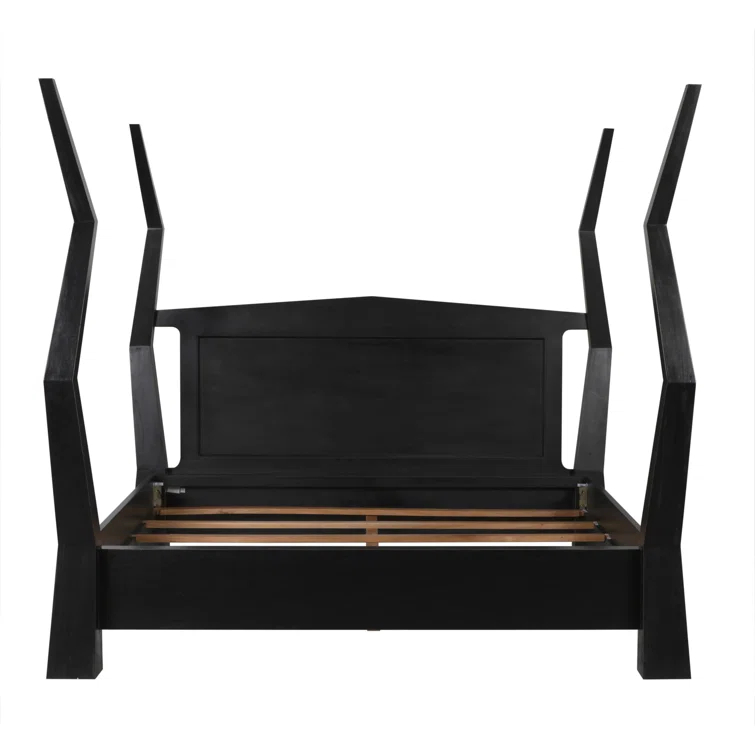 Black Mahogany King Bed with Upholstered Leather Headboard