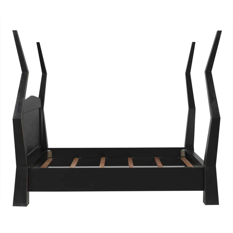Black Mahogany King Bed with Upholstered Leather Headboard