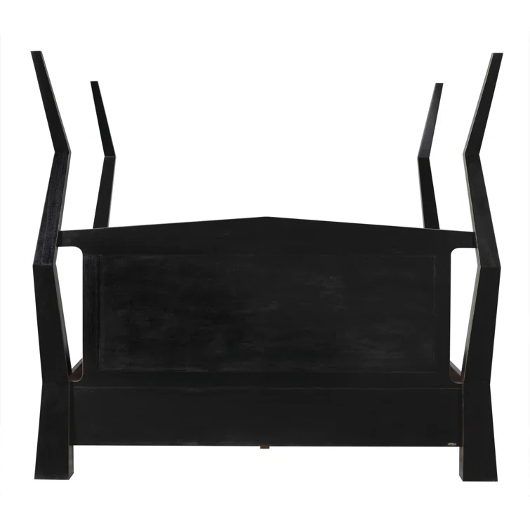 Black Mahogany King Bed with Upholstered Leather Headboard