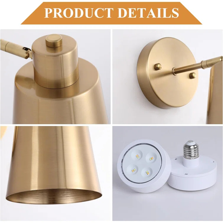 Battery Operated Wall Sconce Set of Two, Modern with Remote Control Dimmable Wall Lighting Indoor