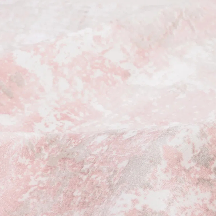 Blush Hand Knotted Tencel Geometric Area Rug in Petal