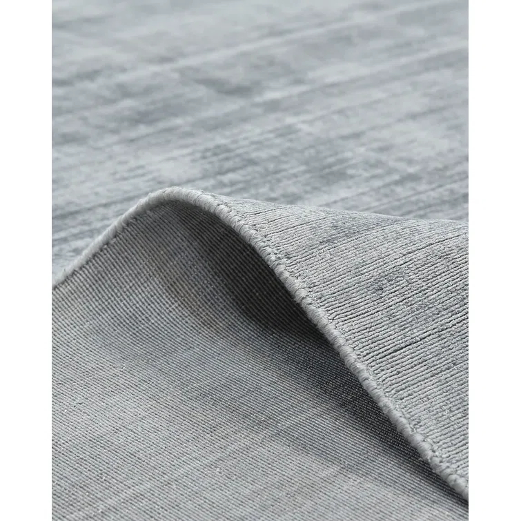 Handmade Gray Stripe Rectangular 8' x 10' Viscose Area Rug