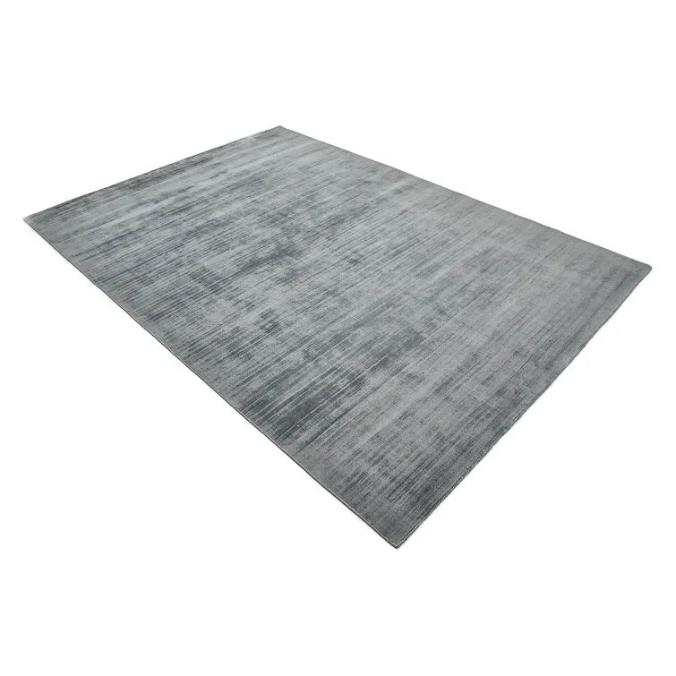 Handmade Gray Stripe Rectangular 8' x 10' Viscose Area Rug