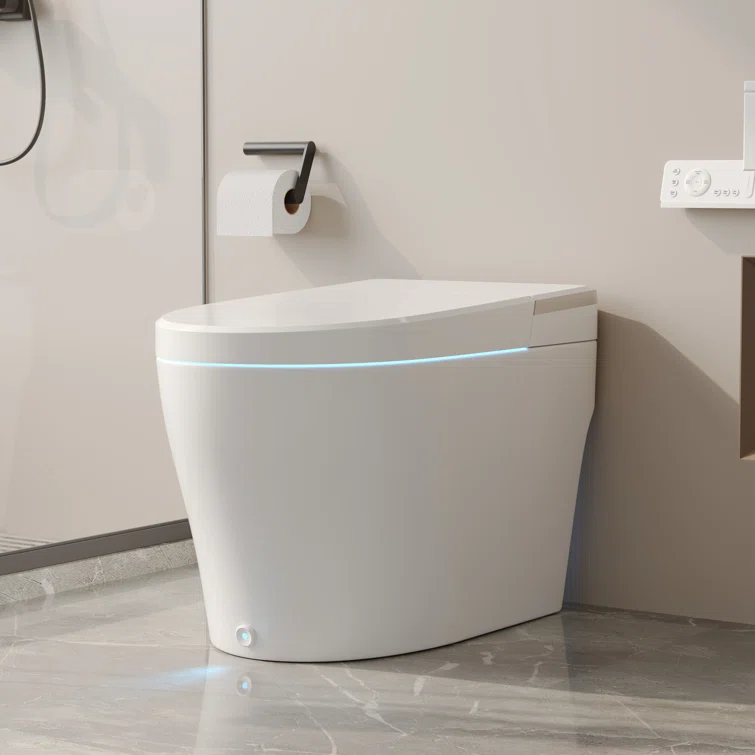 Smart Toilet with Bidet Wash Auto Sensor Flush Kick Flush Heated Seat Warm Wash(Remote Included)