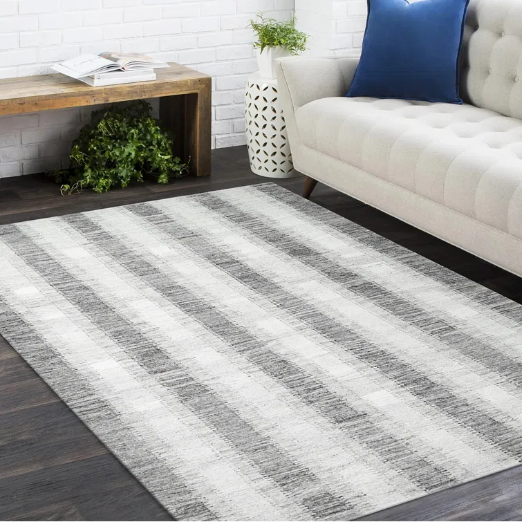 Viceme Striped Flatweave Area Rug in Brown/Gray