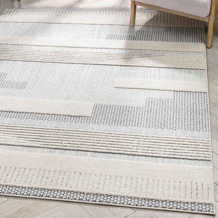 Marcone Briar Tribal Geometric Abstract Light Blue Looped Pile Rug