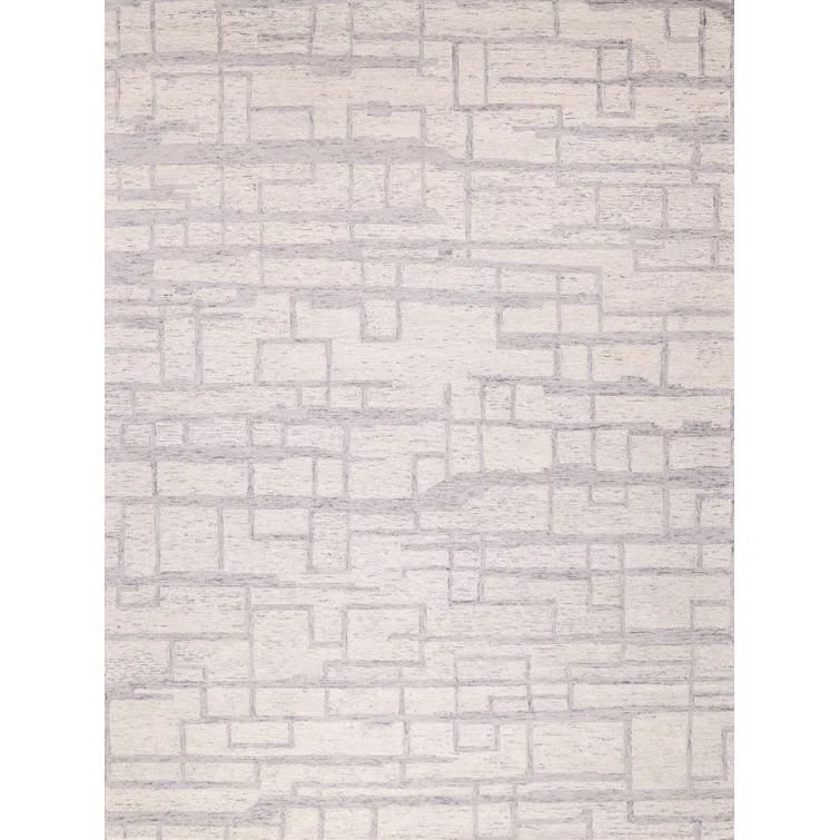 Exquisite Rugs Naturals Handmade Hand-Tufted New Zealand Wool On Canvas Ivory/Gray Area Rug