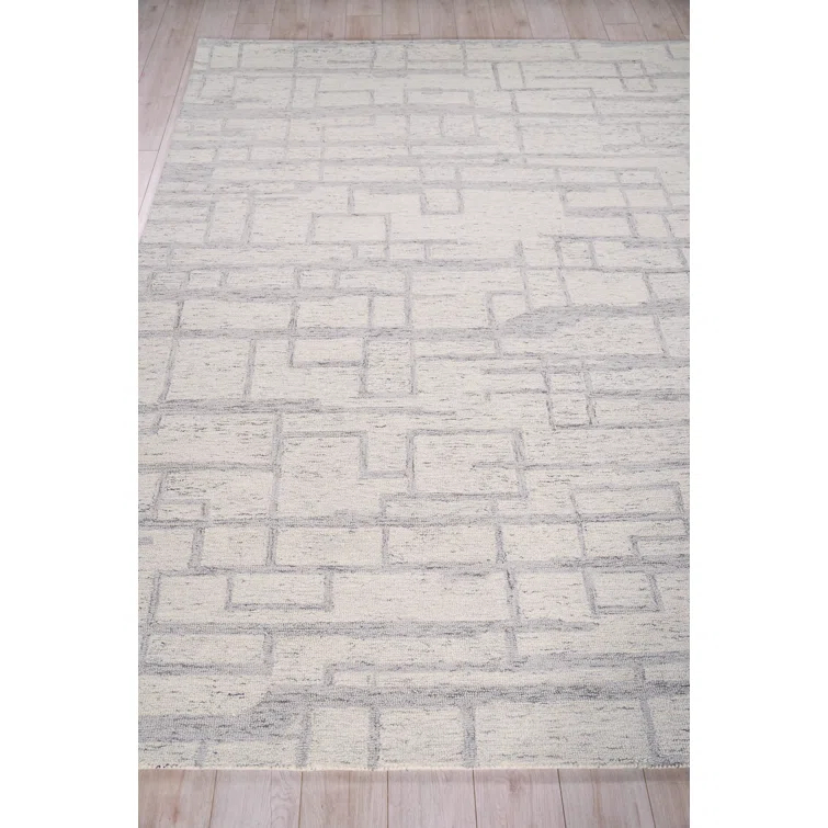 Exquisite Rugs Naturals Handmade Hand-Tufted New Zealand Wool On Canvas Ivory/Gray Area Rug