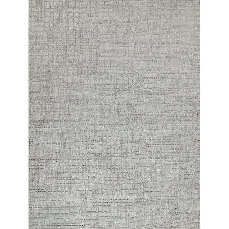 Exquisite Rugs Crescendo Handmade Handloomed Bamboo Silk Silver Area Rug