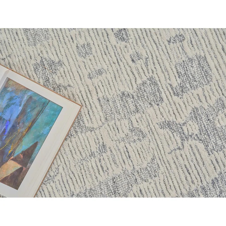 Exquisite Rugs Park City Handmade Hand-Tufted New Zealand Wool On Canvas Natural Gray/Ivory Area Rug