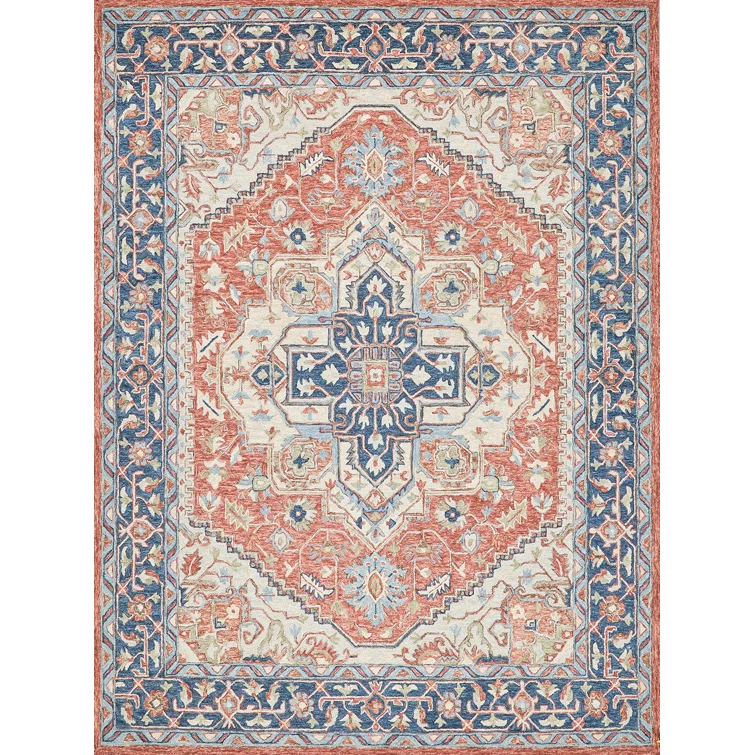 Exquisite Rugs Richmond Serapi Handmade Hand-Tufted New Zealand Wool On Canvas Red/Blue Area Rug