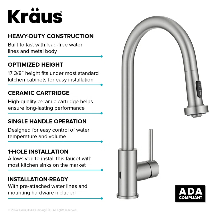 KRAUS Bolden Motion Sensor Single Handle Pull Down Touchless Kitchen Faucet