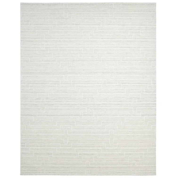 Barry Handwoven Beige Wool Rectangular Area Rug, 3' x 5'