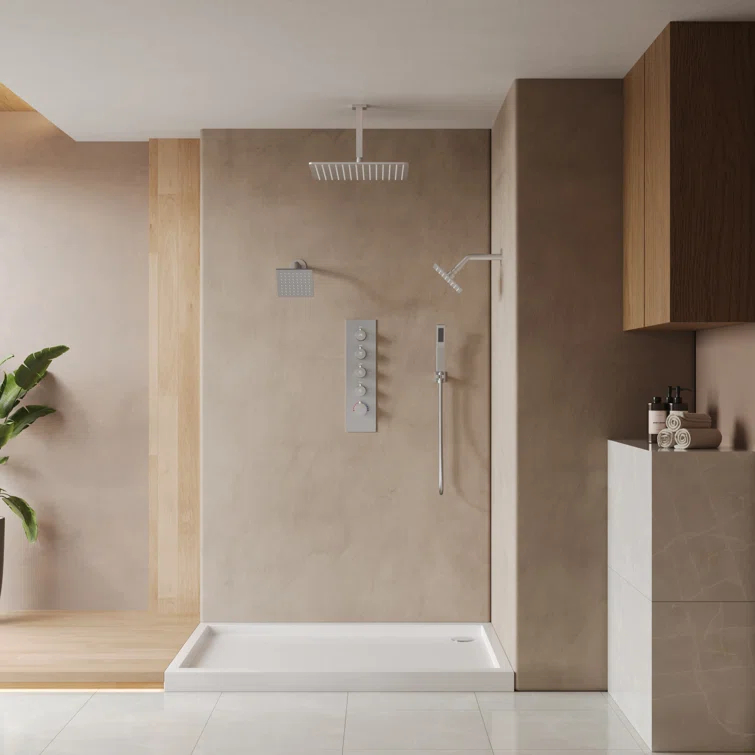 Thermostatic Shower Faucet 16" High-Pressure Triple Showerheads with Rough-In Valve